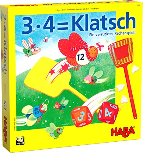 HABA 4538 - 3X4=Klatsch, lustiges Lernspiel für 2-6 Spieler ab 8 Jahren, Konzentrationsspiel zum spielerischen Trainieren des kleinen Einmaleins von HABA