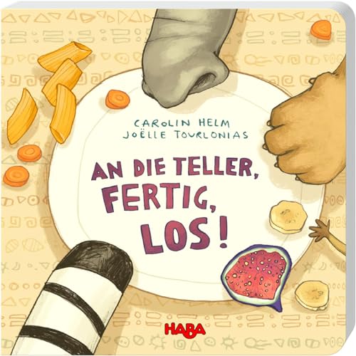 HABA An die Teller, fertig, los! Bilderbuch für Kinder ab 1 Jahr, Reime und Bilder von Essen von HABA