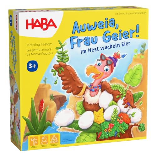 HABA Auweia, Frau Geier! – Spannendes Geschicklichkeitsspiel aus Holz, Nestbau, für Kinder ab 3 Jahren – 2011720001 von HABA