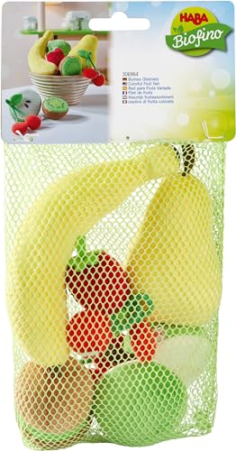 HABA Biofino Buntes Obstnetz, Obst für den Kaufladen oder Kinderküche, Stoffobst für Kinder HABA Biofino Buntes Obstnetz, Obst für den Kaufladen oder Kinderküche, Stoffobst für Kinder von HABA