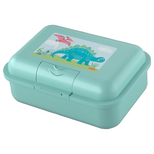 HABA Brotdose Dino (Türkis) mit Trennfach – Robuste Snackbox für Kinder, spülmaschinengeeignet, ideal für Schule, Kita & Reise – 2012442005 von HABA
