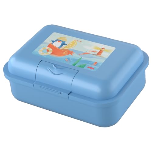 HABA Brotdose Pinguin (Blau) mit Trennfach – Robuste Snackbox für Kinder, spülmaschinengeeignet, ideal für Schule, Kita & Reise – 2012442001 von HABA