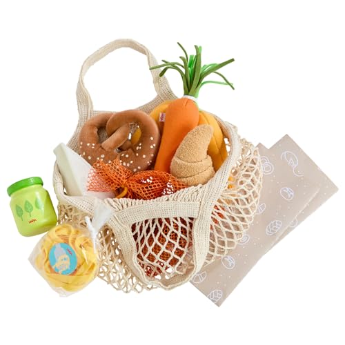 HABA Creative Play – Einkaufskorb – Spielzeug-Einkaufstasche mit Lebensmitteln aus Holz & Stoff – Zubehör für Kaufladen & Spielküche, für Kinder ab 3 Jahren – 2012304001 von HABA