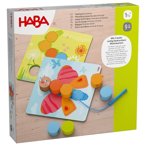 HABA Fädelspiel Holztiere – Farb- & Zählspaß für kleine Fädelfans ab 18 Monaten – 4 Motivkarten & 20 Fädelsteine aus Holz – 2012248001 HABA Fädelspiel Holztiere – Farb- & Zählspaß für kleine Fädelfans ab 18 Monaten – 4 Motivkarten & 20 Fädelsteine aus Holz – 2012248001 von HABA
