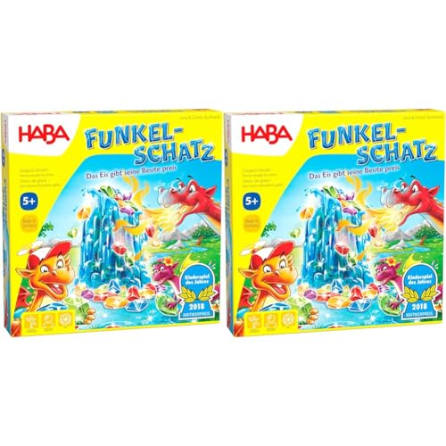 HABA Funkelschatz Brettspiel, Kinderspiel des Jahres 2018, Mitbringspiel für 2-4 Spieler ab 5 Jahren (Packung mit 2) von HABA