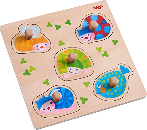 HABA 304589 - Greifpuzzle Bunte Tiere, 5-teiliges Holzpuzzle mit Tiermotiven und griffigen Holzknöpfen, Holzspielzeug ab 12 Monaten HABA 304589 - Greifpuzzle Bunte Tiere, 5-teiliges Holzpuzzle mit Tiermotiven und griffigen Holzknöpfen, Holzspielzeug ab 12 Monaten von HABA