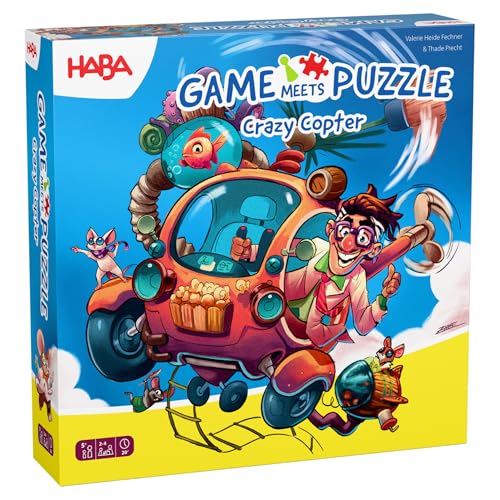 HABA Game Meets Puzzle – Crazy Copter – 2-in-1 Spiel & Puzzle mit 2 Schwierigkeitsstufen, ab 5 Jahren – Strategiespiel für Kinder – 2012215001 von HABA