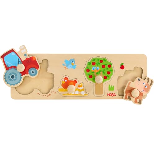 HABA Greifpuzzle Bauernhof – Erstes Holzpuzzle mit großen Knöpfen – Traktor, Apfelbaum & Co. entdecken – Formen zuordnen & Motorik fördern – Für Kinder ab 12 Monaten – 2012172001 HABA Greifpuzzle Bauernhof – Erstes Holzpuzzle mit großen Knöpfen – Traktor, Apfelbaum & Co. entdecken – Formen zuordnen & Motorik fördern – Für Kinder ab 12 Monaten – 2012172001 von HABA