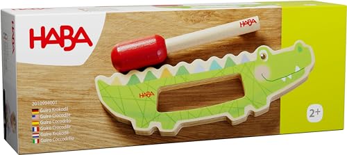 HABA Guiro Klang-Krokodil - Montessori-Holz-Musikspielzeug - Kinder-Musikinstrument ab 2 Jahren - Einfach zu Spielen - 2010994001 von HABA