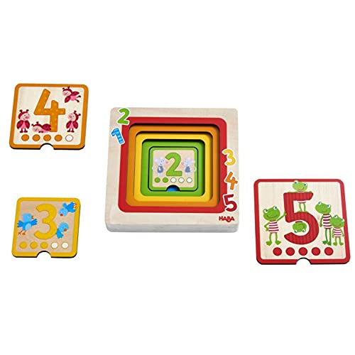 HABA 305529 - Holzpuzzle Zahlenfreunde, Holzpuzzle ab 1 Jahr, bunt von HABA