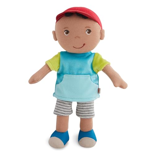 HABA Kuschelpuppe Gabriel – Weiche Stoffpuppe 25 cm, für Babys und Kleinkinder – Ohne Klett oder störende Nähte, ideal ab 6 Monaten – Perfekt für die Babyzeit – 2011849001 von HABA