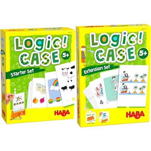 HABA Logic! CASE Starter Set 5+, Logikspiel für Kinder ab 4 Jahren, Reisespiel, 306118 306124 - LogiCase Extension Set – Piraten, Mitbringspiel ab 5 Jahren, Bunt von HABA