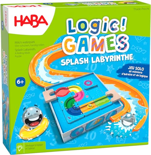 HABA - Logic! Games – Splash Labyrinth – Gesellschaftsspiele – Logikspiele – 60 Puzzles – 6 Jahre und älter – 306824 von HABA