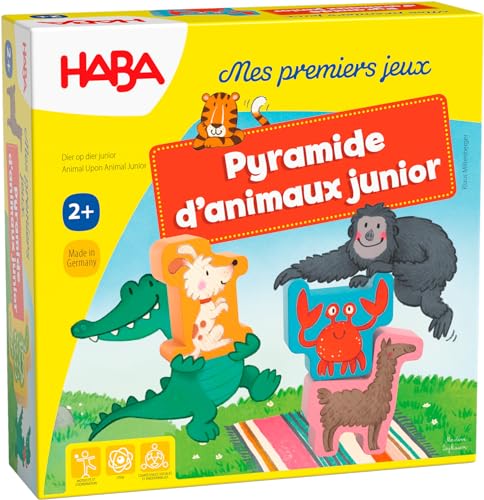 HABA - MES Premiers Spiele – Tierpyramide Junior – Gesellschaftsspiel – Geschicklichkeitsspiel und Stapeln – 2 Jahre und älter – 306070 von HABA