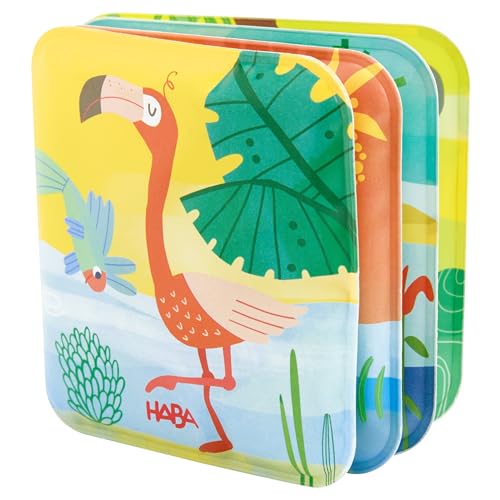 HABA Mini-Badebuch Tiergetümmel – Wasserspielzeug für Kleinkinder mit Rasselgeräusch und bunten Tiermotiven – Ab 6 Monaten – 2012344001 von HABA