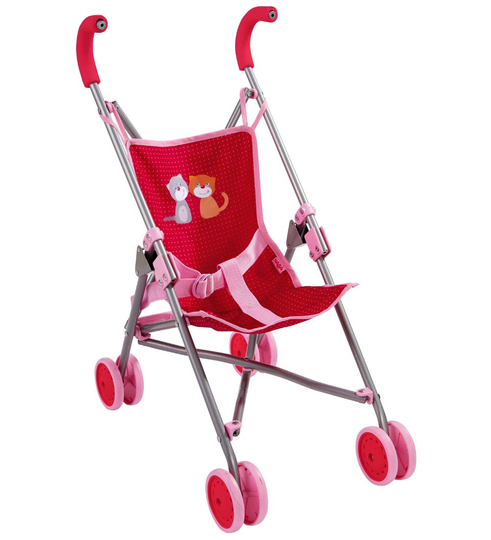 HABA Puppen Buggy - Rot/Hellrosa - HABA - One Size - Puppenwagen von HABA