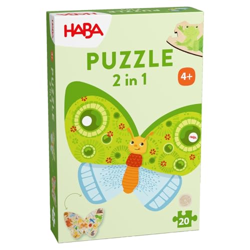 HABA Puzzle 2-in-1 Schmetterling: Beidseitiges Holzpuzzle mit bedruckter Vorder- und Rückseite – mit bunten Tier-Motiven – Montessori-Puzzle für Kinder ab 4 Jahren – 2010075001 HABA Puzzle 2-in-1 Schmetterling: Beidseitiges Holzpuzzle mit bedruckter Vorder- und Rückseite – mit bunten Tier-Motiven – Montessori-Puzzle für Kinder ab 4 Jahren – 2010075001 von HABA