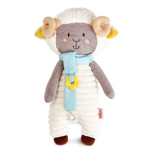 HABA Schnullertier Widder Wollbert – Schnuller & Co. sicher befestigen mit abnehmbarem Schnullerband – Kuschelweiches Baby-Geschenk zur Geburt – 2011912001 von HABA