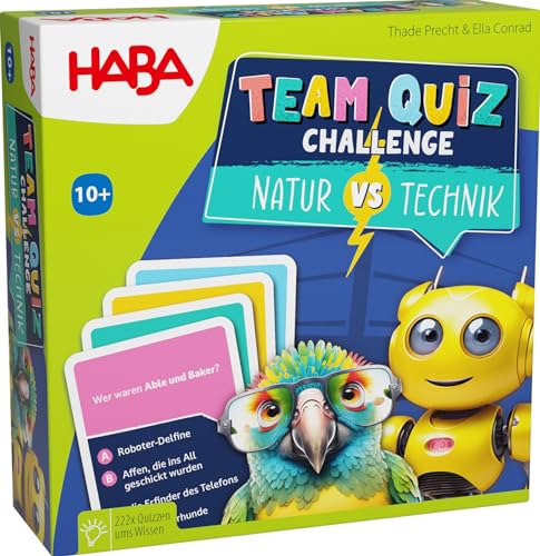 HABA Team Quiz Challenge Natur vs. Technik - Mit 222 Quizkarten & vielen Fragen - Mitbringspiel oder Geschenk für Spieler ab 10 Jahren - 2010897001 von HABA