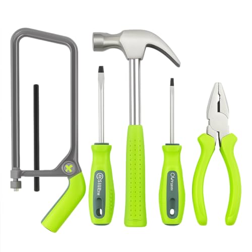 HABA Terra Kids Werkzeug-Set für Kinder – 5-teiliges Werkzeug-Set mit Bügelsäge, Hammer, Kombizange, Kreuz- & Schlitzschraubendreher – ergonomisch & funktional HABA Terra Kids Werkzeug-Set für Kinder – 5-teiliges Werkzeug-Set mit Bügelsäge, Hammer, Kombizange, Kreuz- & Schlitzschraubendreher – ergonomisch & funktional von HABA