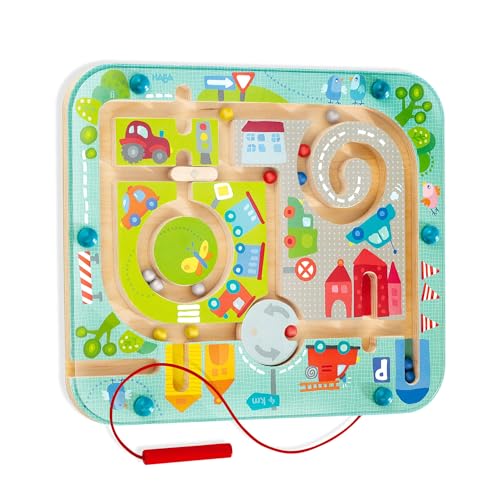 Haba 301056 - Magnetspiel Stadtlabyrinth, pädagogisches Holzspielzeug für Kinder ab 2 Jahren, schult die Logik und Feinmotorik von HABA