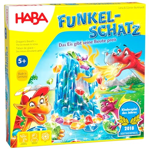 Haba Funkelschatz Brettspiel, Kinderspiel des Jahres 2018, Mitbringspiel für 2-4 Spieler ab 5 Jahren von HABA