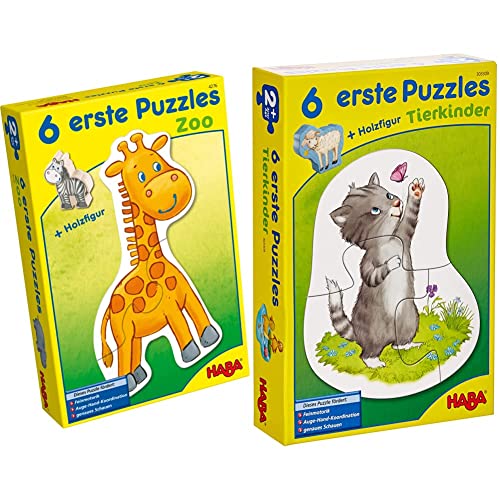 Haba 4276-6 Erste Puzzles Zoo, mit 6 niedlichen Zootiermotiven für Kinder ab 2 Jahren, mit Holzfigur zum freien Spielen & 303309 - Puzzles 6 erste, Tierkinder, Spiel Haba 4276-6 Erste Puzzles Zoo, mit 6 niedlichen Zootiermotiven für Kinder ab 2 Jahren, mit Holzfigur zum freien Spielen & 303309 - Puzzles 6 erste, Tierkinder, Spiel von HABA