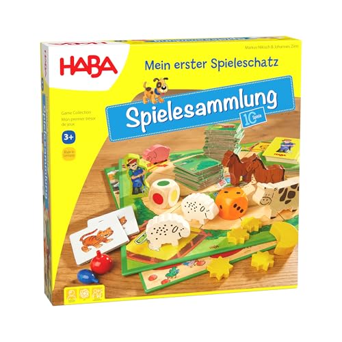 HABA Mein erster Spieleschatz - Große Spielesammlung für Kinder ab 3 Jahren – 10 Klassische Spiele: Memo-, Lauf- & Farbspiele – 1004278001 von HABA
