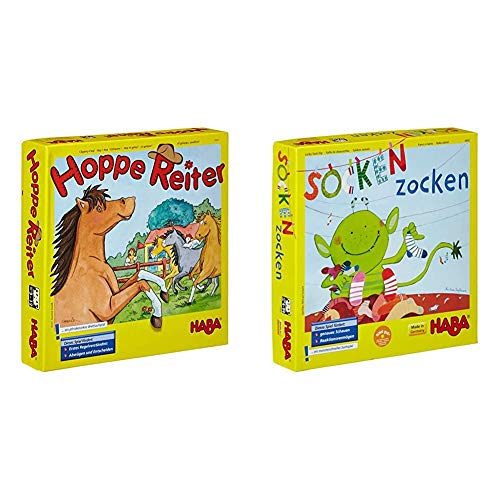 Haba 4321 - Hoppe Reiter Pferdestarkes Wettlaufspiel, für 2-4 Spieler von 3-12 Jahren & Socken zocken, schnelles Suchspiel für 2-6 Spieler von 4-99 Jahren, blitzschnelles Reaktionsspiel Haba 4321 - Hoppe Reiter Pferdestarkes Wettlaufspiel, für 2-4 Spieler von 3-12 Jahren & Socken zocken, schnelles Suchspiel für 2-6 Spieler von 4-99 Jahren, blitzschnelles Reaktionsspiel von HABA