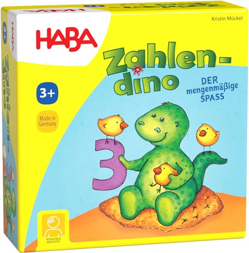 HABA 4928 - Zahlendino Dinostarkes Zahlen- und Memospiel, für 1-4 Kinder von 3-8 Jahren |Zum Zahlen und Mengen lernen, Mit Variante für 1 Kind von HABA