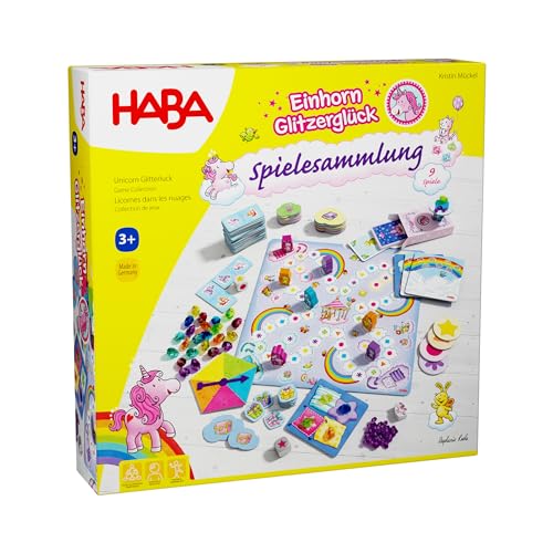 HABA Einhorn Glitzerglück Spielesammlung - 9 abwechslungsreiche Würfel-, Brett-, & Kartenspiele - Mit Einfachen Regeln - Made in Germany - Für Kinder ab 3 Jahren - 2010879001 HABA Einhorn Glitzerglück Spielesammlung - 9 abwechslungsreiche Würfel-, Brett-, & Kartenspiele - Mit Einfachen Regeln - Made in Germany - Für Kinder ab 3 Jahren - 2010879001 von HABA