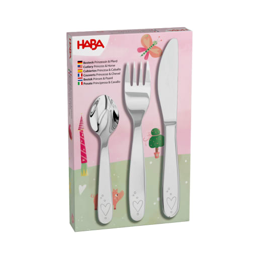 Kinderbesteck Prinzessin & Pferd, 3-teiliges Set mit Messer, Gabel, Löffel Kinderbesteck Prinzessin & Pferd, 3-teiliges Set mit Messer, Gabel, Löffel von HABA
