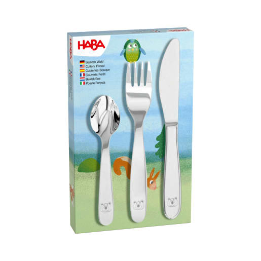 Kinderbesteck Wald, 3-teiliges Set mit Messer, Gabel, Löffel von HABA 