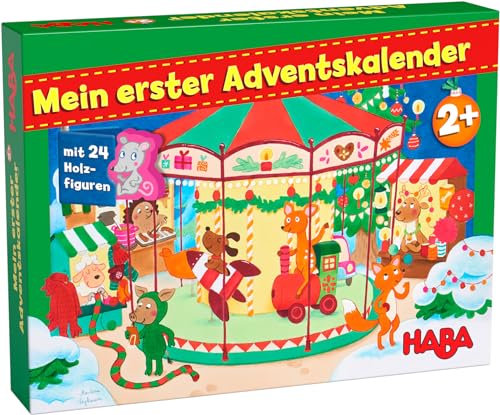 HABA Adventskalender - Auf dem Weihnachtsmarkt - 24 liebevoll gestaltete Holzfiguren mit 3-D-Spielkulisse - für Kinder ab 2 Jahren von HABA