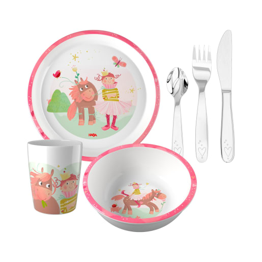 Kindergeschirr-Set Prinzessin, Kindergeschirr mit Besteck, 6-teilig von HABA 