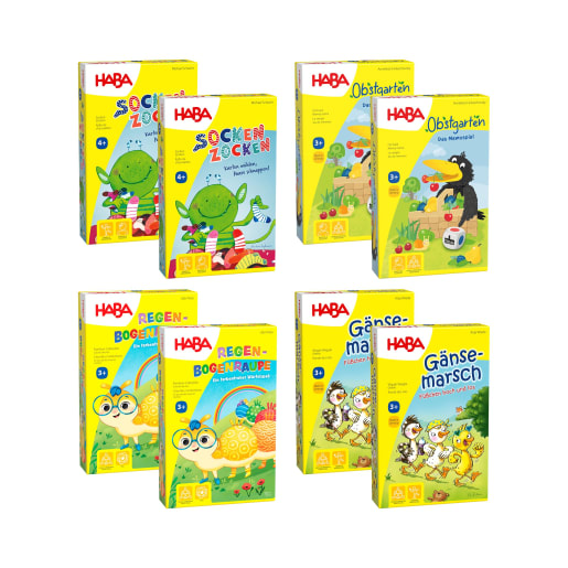 Mitbringspiele-Set, 2x4 beliebte Reise-Kinderspiele, ab 3 Jahren von HABA 