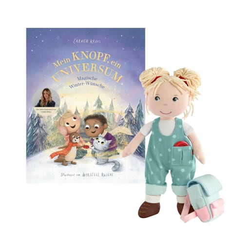 Puppe Tilli & Buch „Mein Knopf, ein Universum: Magische Winter-Wünsche“ von HABA 