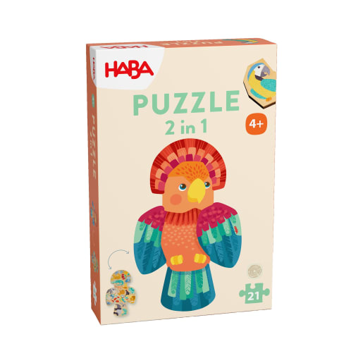 Kinder Holzpuzzle Papagei, 21-teiliges 2 in 1 Puzzle, ab 4 Jahren von HABA 