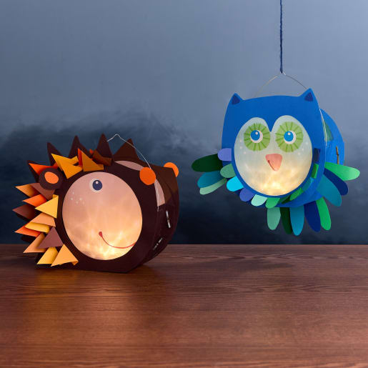 Sachenmacher Klammerlaternen Eule und Igel, Bastelset Herbst, 2 Stück von HABA 