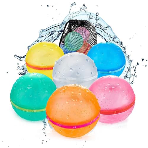 HABNI 6 Stück Wasserbomben Wiederverwendbar Wasserbomben Selbstschließend Eine Sekunde Schnelles Füllen Geeignet Für Kinder Erwachsene Wasserschlachten Strand Pool-Party Wasserpark Mit Netzbeutel HABNI 6 Stück Wasserbomben Wiederverwendbar Wasserbomben Selbstschließend Eine Sekunde Schnelles Füllen Geeignet Für Kinder Erwachsene Wasserschlachten Strand Pool-Party Wasserpark Mit Netzbeutel von HABNI