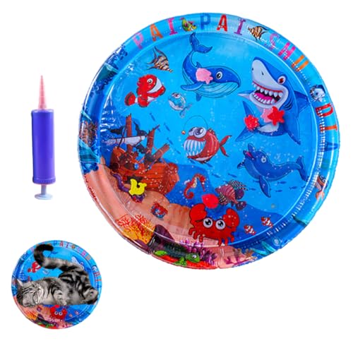 Aufblasbare, Wassergefüllte, Sensorische Matte Für Haustiere, Kühlende Matte Für Den Sommer, Verdicktes Interaktives Katzenspielzeug Mit Meeresdesign, Kühler Komfort (Round) von HADAVAKA