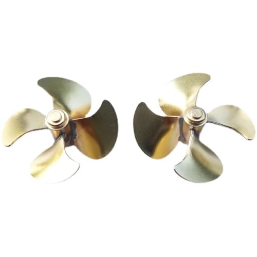Blattpropeller, Propellerblatt, 42 mm Vierblatt-Propellerpaar aus Messing for die Linke/rechte Hand for RC-Modellboote, M4-Wellenloch von HAEUYA