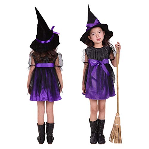 HAFNFUE Kinder Prinzessin Kostüm – Halloween Partykleid mit Spitzenhut – Cosplay & Karneval Outfit für Mädchen (2-15 Jahre) – Ideal für Fotoshooting (Orange, 2-3 Jahre) von HAFNFUE