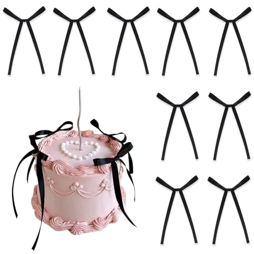 HAFRILY 40 Stück schwarze Schleifen, Kuchendekoration, Schleifen für Kuchendekorationen für Kindergeburtstag, Hochzeit, Party, Hochzeitstag, Kuchen, Weihnachtsbaum, Dekorationszubehör HAFRILY 40 Stück schwarze Schleifen, Kuchendekoration, Schleifen für Kuchendekorationen für Kindergeburtstag, Hochzeit, Party, Hochzeitstag, Kuchen, Weihnachtsbaum, Dekorationszubehör von HAFRILY