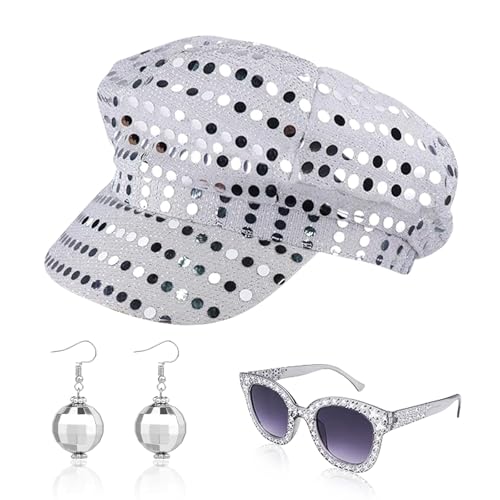 HAGOT 3 Stück 1970er Disco Accessoires, für Party Karneval 70er 80er Jahre Kostüm Zubehör Für Damen, Disco Verkleiden, mit Disco Sonnenbrille/Disco Hut/Disco Ohrringe HAGOT 3 Stück 1970er Disco Accessoires, für Party Karneval 70er 80er Jahre Kostüm Zubehör Für Damen, Disco Verkleiden, mit Disco Sonnenbrille/Disco Hut/Disco Ohrringe von HAGOT