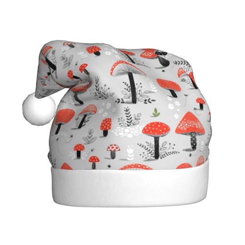 Cartoon Pilze Weihnachtsmütze, Santa Hut Für Erwachsene Drucken Komfort Plüsch Xmas Hut Für Weihnachten Neujahr Liefert von HAHAFU