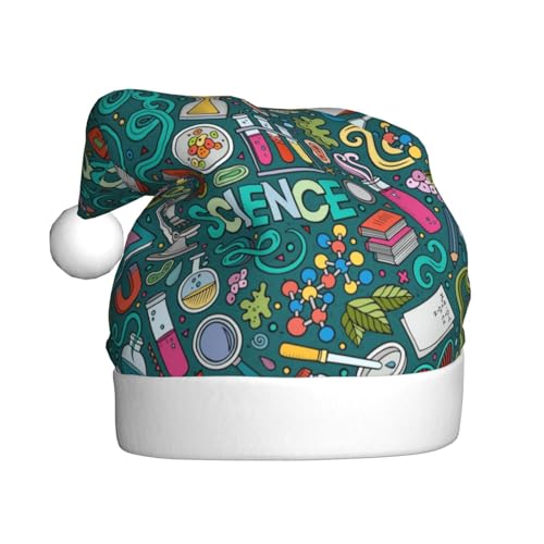 Cartoon Wissenschaft Thema Weihnachten Hüte Erwachsene, Santa Hut Druck Plüsch Komfort Xmas Hut Für Weihnachten Neujahr Liefert von HAHAFU
