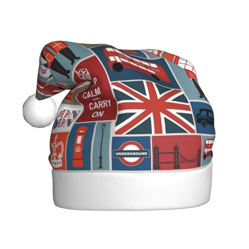 England-Symbole Weihnachtsmützen Erwachsene, Weihnachtsmann Hut Drucken Plüsch Komfort Xmas Hut Für Weihnachten Neujahr Liefert England-Symbole Weihnachtsmützen Erwachsene, Weihnachtsmann Hut Drucken Plüsch Komfort Xmas Hut Für Weihnachten Neujahr Liefert von HAHAFU