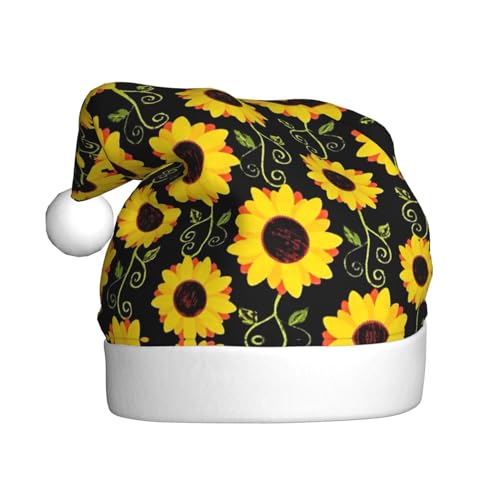 Floral Sonnenblume Weihnachten Hüte Erwachsene, Santa Hut Drucken Plüsch Komfort Xmas Hut Für Weihnachten Neujahr Liefert von HAHAFU