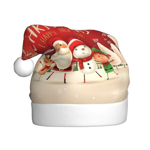 Frohe Weihnachten Weihnachtsmützen Erwachsene, Weihnachtsmann Hut Drucken Plüsch Komfort Xmas Hut Für Weihnachten Neujahr Liefert von HAHAFU
